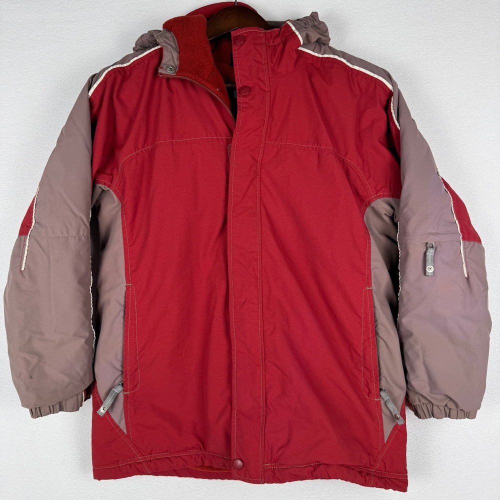 REI Boys L 12/14 Snow Jacket Red Insulated Fleece Lined Hooded Winter Coat
